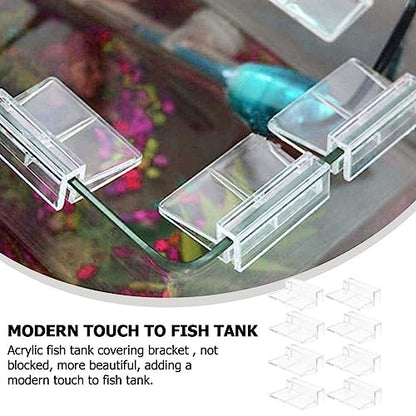 Ipetboom 8pcs Rimless Aquarium Lid Clips Thickness Acrylic Support Brackets for Fish Tanks Easy Install Fish Tank Cover Holders for Open Aquariums
