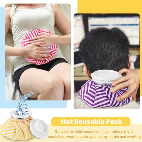 Honoson 4 Pack Reusable Ice Pack for Injuries, Ice Bags Hot Water Bag for Hot & Cold Pain Relief No-Leak Elastic Breathable for Muscle, Joint Pain Swelling, Sports & Home Use(Stripes Style) - style: Stripes Style