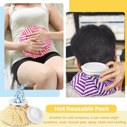 Honoson 4 Pack Reusable Ice Pack for Injuries, Ice Bags Hot Water Bag for Hot & Cold Pain Relief No-Leak Elastic Breathable for Muscle, Joint Pain Swelling, Sports & Home Use(Stripes Style) - style: Stripes Style