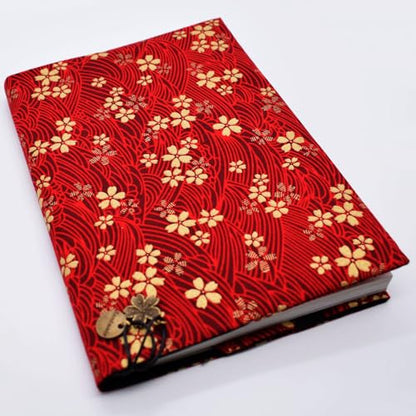BLBMH 5x8 Book Cover | Handmade Non-Stretch Fabric Sleeve with Bookmark | for Paperback Bible Journal | Privacy Reading Gift for Women - Sakura Red - color: Sakura Red