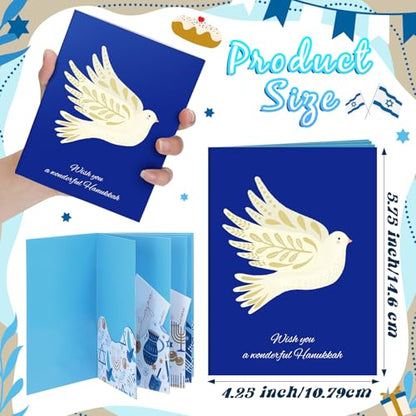 AmazingSpark 4 Set Hanukkah Gift Card Booklet Cardboard Mini Chanukah Money Holder Book for Cash David of Star Surprise Money Card Sleeve Book Hanukkah Party Gift for Birthday Holiday Appreciation - style: Hanukkah