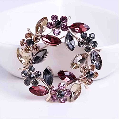 Crystal Pearl Flower Brooches Pins Fashion Beautiful Created Rhinestone Floral Brooch Good Idea for Party Dance Wedding Banquet for Elegant Women Girl - color: Olive Branch Wreath