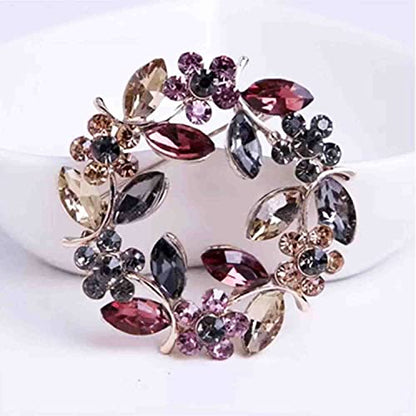 Crystal Pearl Flower Brooches Pins Fashion Beautiful Created Rhinestone Floral Brooch Good Idea for Party Dance Wedding Banquet for Elegant Women Girl - color: Olive Branch Wreath
