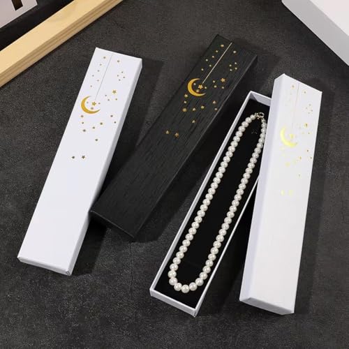12 Pcs Ramadan Jewellery Gift Box Moon Star Eid Mubarak Jewelry Boxes Bracelet Necklace Chain Packaging Box - color: White