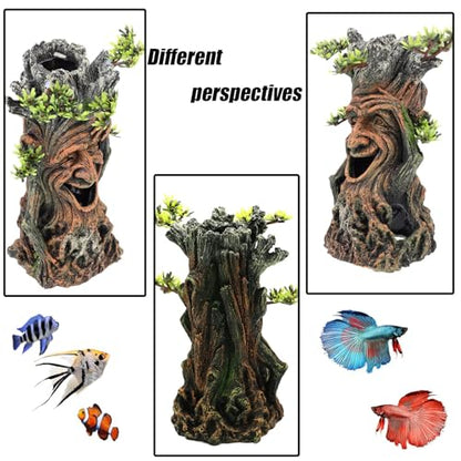 Tfwadmx Fish Tank Tree Trunk Decoration Aquarium Statue Hollow Stump Root Branch Hide Freshwater Saltwater Terrarium Accessories Ornament for Betta,Fighting Fish, Crayfish, SuckerFish,Guppy,Shrimp
