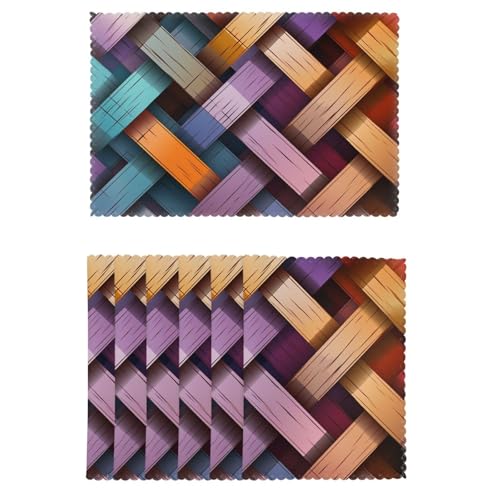 Placemat Set of 6 One Size Place Mats Heat Resistant Table Mats Coloured Twill Lattice Place Mat Non-Slip Placemats for Kitchen Desktop Protection Mat for Dining Table - color: Coloured Twill Lattice