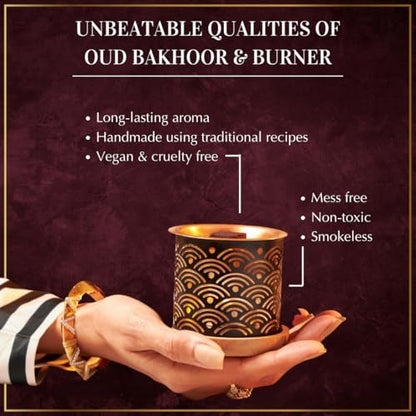 Oud Bakhoor Variety Box with Burner & Refill Box by Dukhni | Set of 2 | Authentic Arabic Bakhoor Incense | Gift Set & Starter Kit | Luxurious Long-Lasting Assorted Fragrances