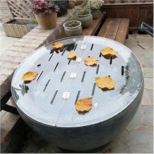 Adjustable Cat-Proof Acrylic Lid for Round Aquarium - Anti-Jump Fish Tank Cover with Cuttable Hole & Hinges, Folding Flip-Top Design for Easy Access