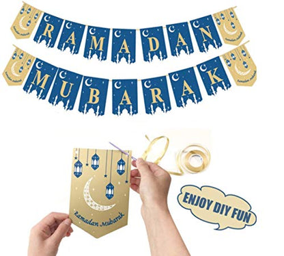 Ramadan Kareem Eid Mubarak Decorations Bunting Banners Kullu am wa antum bikhair Balloons Latex Islamic Balloons Birthday Party Black, Gold, Silver Balloon Banners Latex 12" Each (Blue) - color: Black,Blue,Gold,Silver