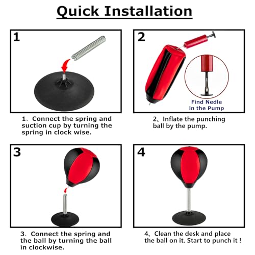 Stress Buster Desktop Punching Bag - Suctions to Your Desk, Raipoment Heavy Duty Stress Relief Ball, Funny Gifts for Boss or Coworker, Easter - size: Red/Black