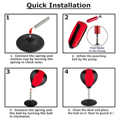 Stress Buster Desktop Punching Bag - Suctions to Your Desk, Raipoment Heavy Duty Stress Relief Ball, Funny Gifts for Boss or Coworker, Easter - size: Red/Black