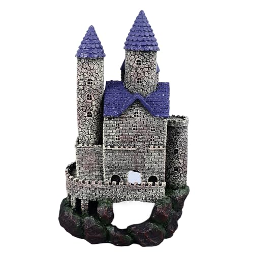 Aquarium Castle Decoration, Fish Castle Ornament, Simulated Hideout Cave with Simulation, and for Freshwater Saltwater Fish Decor