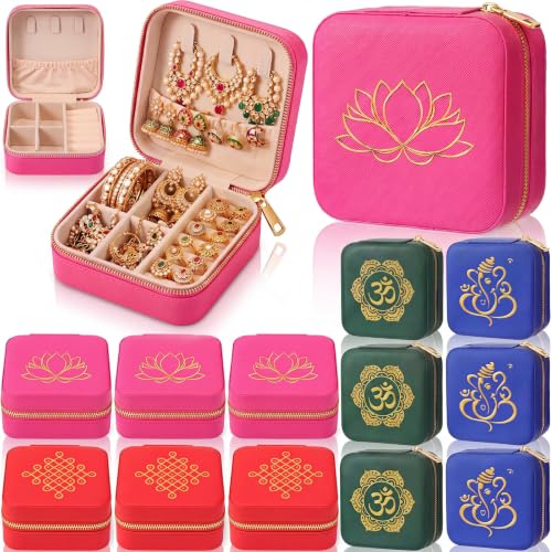 Novabright 12 Pcs Indian Return Gifts Bulk for Pooja, Diwali Jewelry Box with Gold Zipper for Wedding Diwali Housewarming - color: Gold Zipper