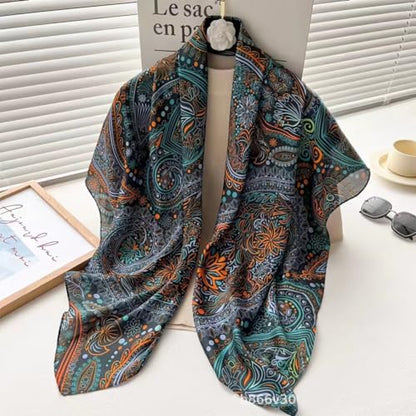 XL 43 Inch Extra Large Square Scarf Fashion Scarves Silk Feeling Hair Scarf Wrapping Scarfs Night Sleeping Headscarf - color: Ba102