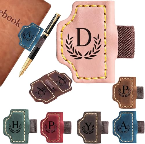 Custom Bygone Mark Bookmark with Pen Holder, 26 Letters Name Initial Erebloom Personalized Magnetic Leather Book Mark, Magnetic Pen Holder Bookmark for Reading Men Women (Pink, D) - color: Pink, size: Initial D