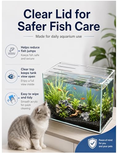Clear Acrylic Aquarium Lid, 5 mm Transparent Fish Tank Cover with Air Slots, Anti Jump Top Cover for Open Top Aquarium, Over 100 cm Ships in 2 Pieces(45x45 cm) - size: 45x45 cm