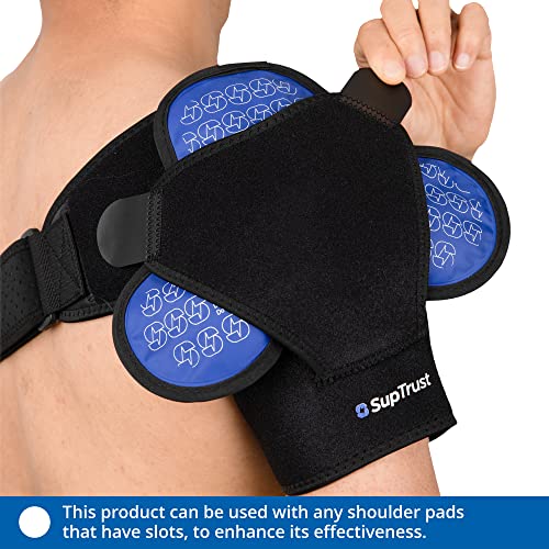 Shoulder Ice Pack for Injuries Reusable: Cold/Hot Therapy Wrap for Rotator Cuff Injuries, Bursitis & Swelling - Gel Ice Pack Reusable Compatible with Suptrust Shoulder Brace for Women and Men