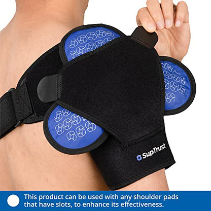 Shoulder Ice Pack for Injuries Reusable: Cold/Hot Therapy Wrap for Rotator Cuff Injuries, Bursitis & Swelling - Gel Ice Pack Reusable Compatible with Suptrust Shoulder Brace for Women and Men