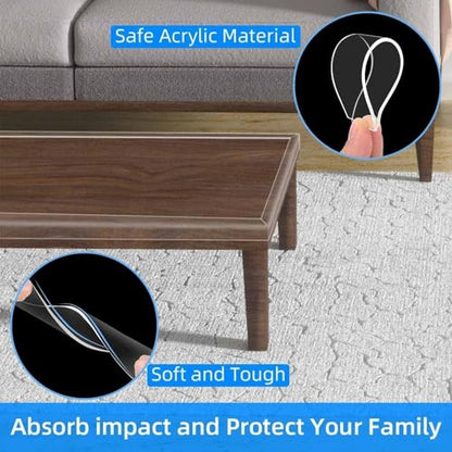 Clear Edge Protector Strip,2 Pack x 1.57in x 16.4FT | 2mm thick，Sharp Edge Wrap Cover Tape, Self Adhesive Protective Bumper Guards for Cabinet Door Desk Bed Furniture Waterproof - size: 2 Pack x 1.57in x 16.4FT