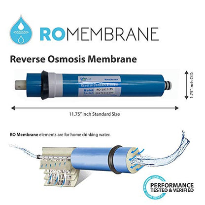 Huining Reverse Osmosis Membrane RO Membrane Housing Kit with 1/4 Quick Connector,Check valve,Water Pipe,Wrench Whole Set for Residential Household Hospital Water Filtration System (75GPD) - style: 75GPD kit