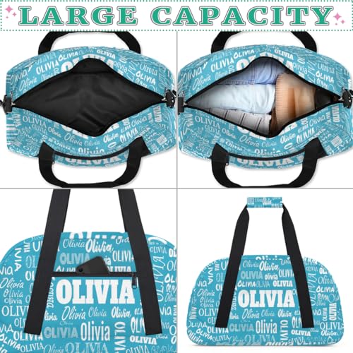 Personalized Dance Bag, Cheerleader Bag Gym Sport Duffel Bag Weekender Bags Travel Duffel Bag, Dark Turquoise Blue Solid Color - color: Color10