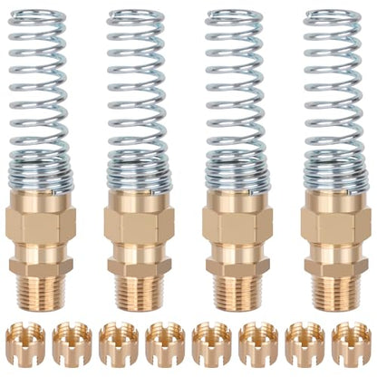 3/8” Hose x 1/2” Male Connector with Spring Guard, 4 Pack Brass DOT Air Brake Hose End Fitting with 8 Pack 3/8”Sleeve Tube - size: 3/8" Hose x 1/2" Male, style: 4pcs Connector with Spring Guard