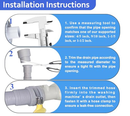 10ft Washing Machine Drain Hose Extension Kit - Universal for Washer, Dishwasher & Dehumidifier, 7-Piece Set with U-Bracket, 4 Clamps & Adapter - size: 10Feet