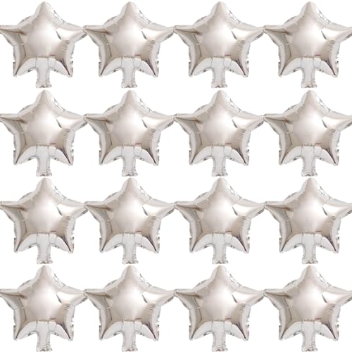 50 Pieces 10" Silver Foil Star Balloons for Party Decorations - color: Silver Moon 10 Inch