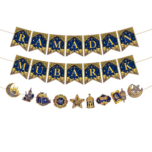 Eid Mubarak Party Decorations Eid Ramadan Mubarak Banners Ramadan Decorations for Muslim Homet Outdoor Umrah Mubarak Party Decor - color: Eid Ramadan Mubarak