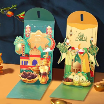 3 Pcs 3D Eid Mubarak Money Envelopes Ramadan Money Envelopes Muslim Eid Mubarak Gifts Ramadan Gifts Money Wallets for Cash