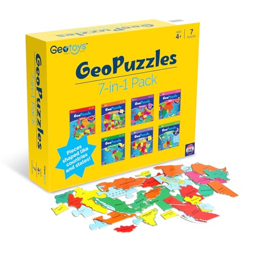 GeoPuzzle Country-Shaped 7-in-1 Box Jigsaw Puzzles, Puzzle for Kids - color: 7 Sets-one Box