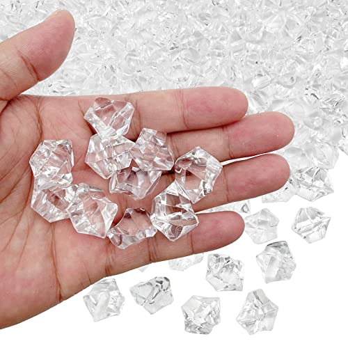 Fake Crushed Ice Cubes, Vase Fillers, 150 pcs 16*22 mm Fake crushed Ice Cubes Artificial Acrylic Crystal Rocks Diamonds for Vase Fillers, Party Favor, Wedding Decoration (0.86*0.62inch,Clear) - color: Transparent - 16 X 22 Mm - 150 Pieces