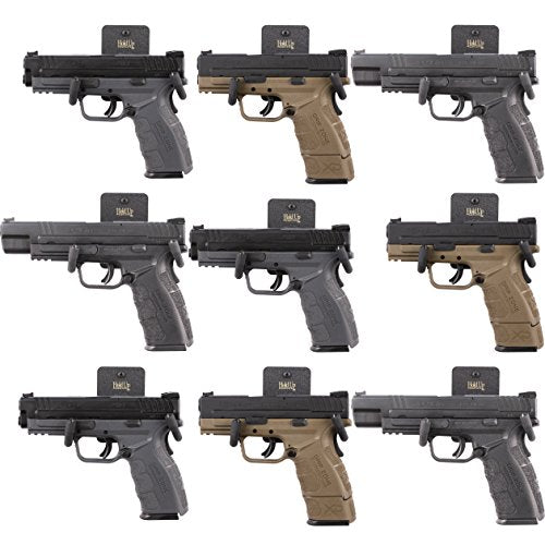 Hold Up Displays Handgun Hanger and Gun Storage for Holding Colt Smith and Wesson SIG Ruger Pistols - Heavy Duty Steel - Made in USA - color: Black 3 Pack