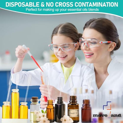 moveland 25Pcs 5ML Pipettes Dropper for Lab Science, Essential Oil, DIY Art | Strong Suction, Leak-Proof, Clear Graduated Scale, Food-Grade PE, Non-Toxic, Excellent Suction Without Leakage, Disposable - size: 5 ML