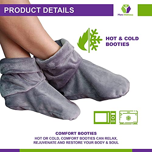 Mars Wellness Heated Microwavable Booties - Microwavable Socks Heated Booties for Women and Men - Herbal Hot/Cold Deep Slippers Women (Charcoal) - color: Charcoal, size: Pack of 1