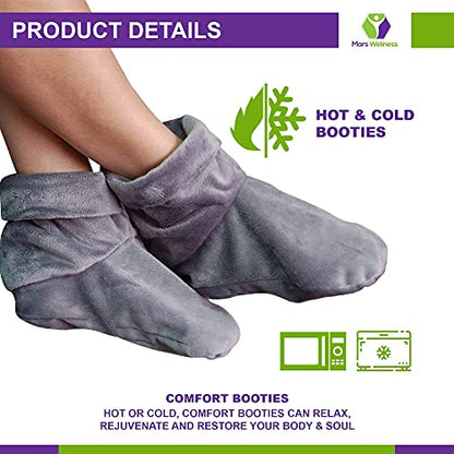 Mars Wellness Heated Microwavable Booties - Microwavable Socks Heated Booties for Women and Men - Herbal Hot/Cold Deep Slippers Women (Charcoal) - color: Charcoal, size: Pack of 1