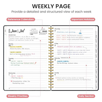 Planner 2026-2027, Academic Monthly and Weekly Calendar Planner for Women, July 2026 - June 2027, Hardcover Pretty Agenda Planner Book with Tabs, Spiral Daily Organizer for School Office Home Supplies, 8.5" x 11" - Garden of Whimsy - color: C-Garden of Wh