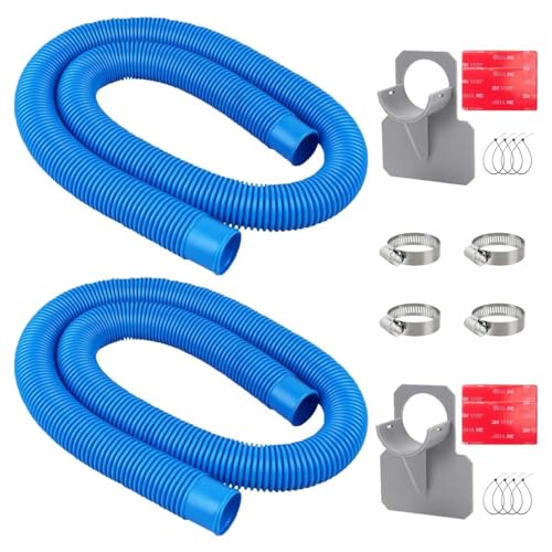 1-1/4" Pool Hoses Kit Replacement for Above Ground Pools – 1.25" Pool Filter Pump Hose with Hose Holders & Clamps Compatible with Intex Pool Filter Pump 607, 637 (Blue -2 Pack) - color: Blue -2 Pack