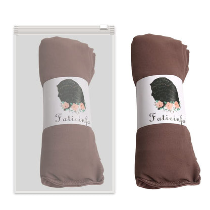 Instant Chiffon Hijab with Tie Back Under Cap Solid Color Soft Chiffon Scarf With Hijab Inner Caps For Muslim Women - color: Pine Bark