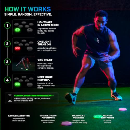 Sports Reaction Agility Lights Training Kit Improves Reaction Time & Agility for Athletes, Physical Therapists & Fitness Trainers Sports. - color: 8 Pods Reaction Lights