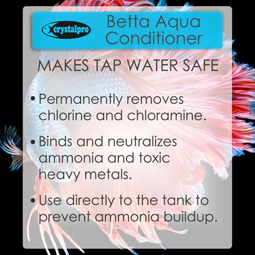 Crystalpro Betta Water Conditioner (Treats 660 Gallons) - Instantly Neutralizes Chlorine & Ammonia, Tap Water Treatment (4.2 Fl Oz / 125ml)