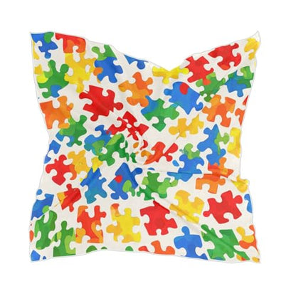 Women's Silk Scarf Square Satin Head Scarves Fashion Neck Scarf Hair Wraps Silk Bandana - color: Autism Awareness
