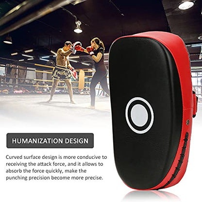 Muay Thai Kick Pad, Curved Shock Absorbing Strike Target for Boxing MMA Training PU Leather Red 36 x 19 x 9 cm 1 Pc