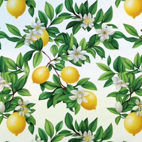 Frosted Glass Window Film, Decorative Sun Heat Blocking,Anti UV Save Energy | Day & Night Opaque, Easy to install, Static Cling Anti-Glare&Removable, Renter Friendly for Front Door&Bathroom,17.5x78.5 - color: Frosted Lemon Tree, size: 17.5*78.5