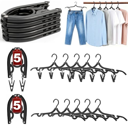 Travel Hangers, Cruise Ship Essentials Travel Essentials, Portable Cruises Must Haves 2026, Folding Hangers for Suitcase, RV Camping Airplane Europe Vacation Essential (10, Black) - color: Black