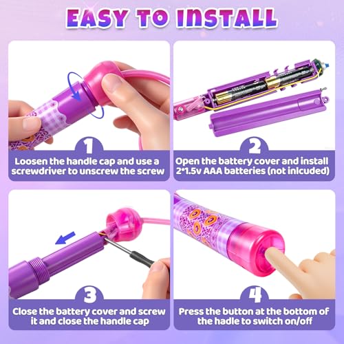 Led Jump Rope for Girls Kids -Glowing Jump Ropes Flashing Colorful Exercise Skipping rope Light Up Luminous Adjustable Skipping Ropes for Girls Boys Women Fitness Weight Loss - style: Pink