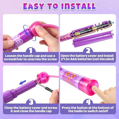 Led Jump Rope for Girls Kids -Glowing Jump Ropes Flashing Colorful Exercise Skipping rope Light Up Luminous Adjustable Skipping Ropes for Girls Boys Women Fitness Weight Loss - style: Pink