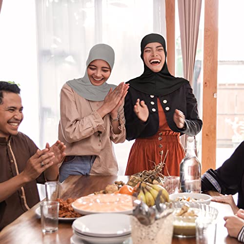 4 Pieces Modal Hijab Cap Adjustable Muslim Stretchy Turban Full Cover Shawl Cap Full Neck Coverage for Lady - color: Black, White, Blue, Gray