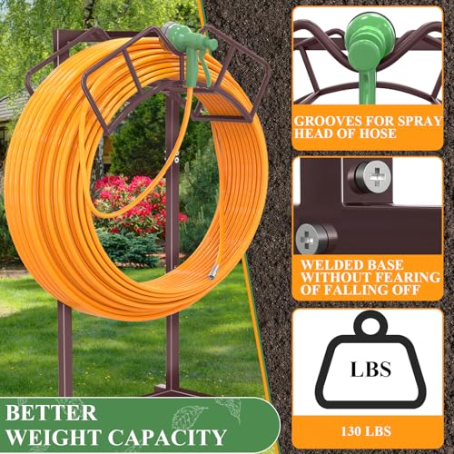 Qatsrin Super Stable Garden Hose Holder, Water Hose Reel holds 160ft Bronze | Freestanding Water Hose Storage Hanger，Detachable Hose Stand Box for Outside Yard Lawn Farm - color: Bronze