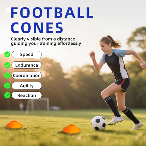 Sunbaba Agility Ladder Speed Training Equipment Set with 20ft Agility Ladder,4 Hurdles,12 Cones,Jump Rope,Running Parachute-Ideal Training Equipment for Youth Adults in Soccer Football Basketball